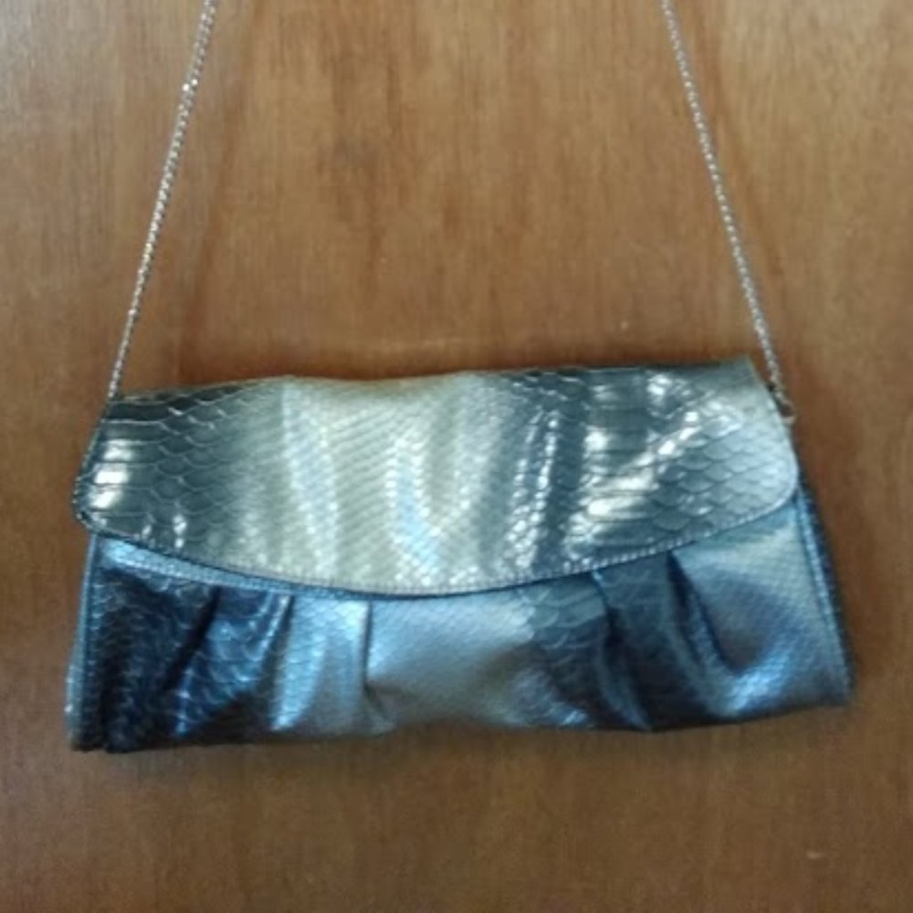 Vintage Chinese Laundry Python Clutch with Chain Handle